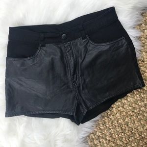 H & M Divided Faux Leather Front Black Shorts